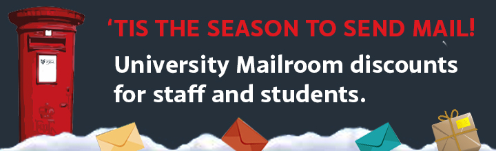 University mailroom discounts banner